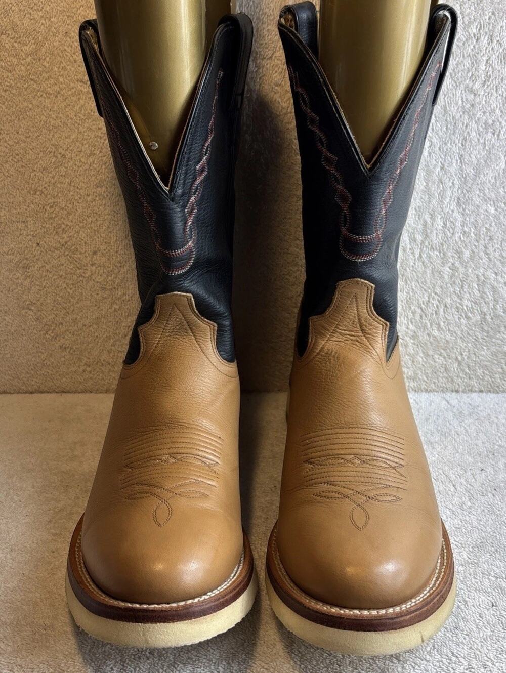 Old West 1611M Western Boots Mens Size 10.5 D Black Tan Leather